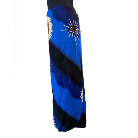 Vintage Santam Blue Sunflower Midi Wrap Skirt - Picture 8 of 11
